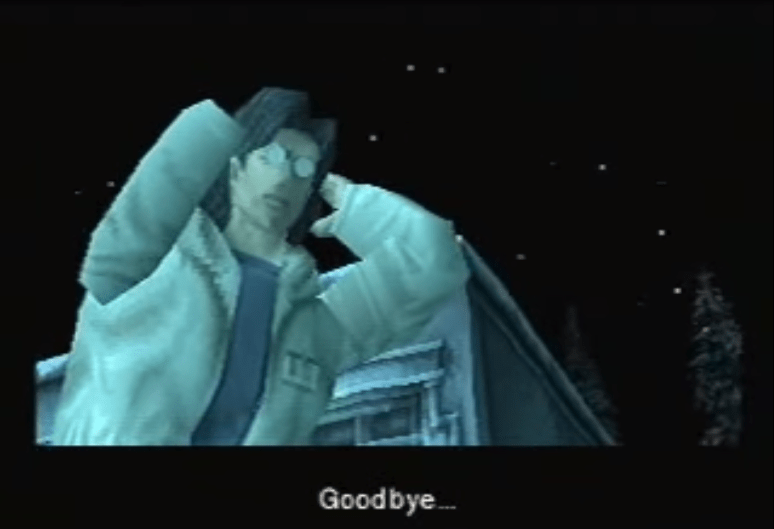 A tearful farewell moment from one of my favorite story-driven PS1 games. A graphical powerhouse at the time